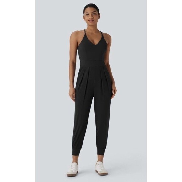 HALARA Pants - Halara Womens L Black Breezeful Pocket Tapered Quick Dry Jogger Jumpsuit Casual